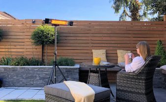 Outdoor heater in a garden